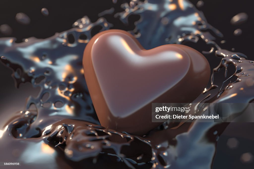 Chocolate heart with splash