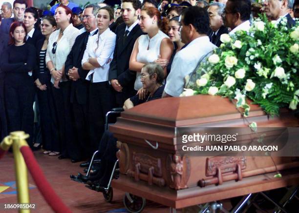 The ex president of Nicaragua, Arnoldo Aleman, and his family participate in masss for their son, Arnoldo Jose Aleman, in the Metropolitan Cathedral,...