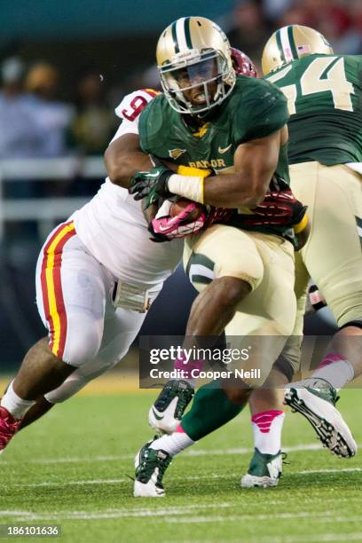 Lache Seastrunk of the Baylor Bears breaks free against the Iowa State Cyclones on October 19, 2013 at Floyd Casey Stadium in Waco, Texas.