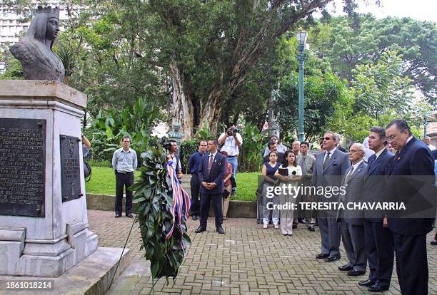 Costa Rican President Abel Pacheco and Cristóbal Colón de Carvajal, Duke of Veragua , along with other government officials pay tribute to the...