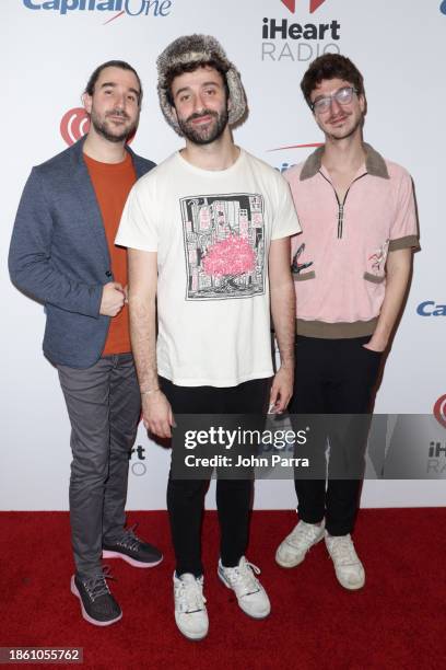 Adam Brett Met, Jack Met, and Ryan Met or AJR attend iHeartRadio Y100's Jingle Ball 2023 at Amerant Bank Arena on December 16, 2023 in Miami, Florida.