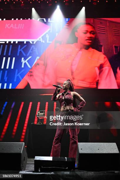 Kaliii performs onstage during iHeartRadio Y100's Jingle Ball 2023 at Amerant Bank Arena on December 16, 2023 in Miami, Florida.