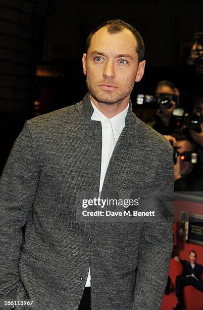 Jude Law attends the UK Premiere of "Dom Hemingway" at The Curzon Mayfair on October 28, 2013 in London, England.