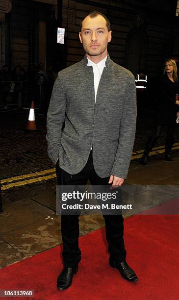 Jude Law attends the UK Premiere of "Dom Hemingway" at The Curzon Mayfair on October 28, 2013 in London, England.
