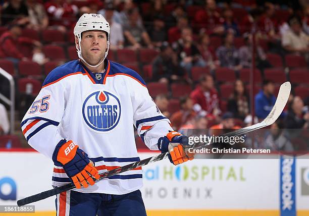 Ben Eager of the Edmonton Oilers during the NHL game against the Phoenix Coyotes at Jobing.com Arena on October 26, 2013 in Glendale, Arizona. The...