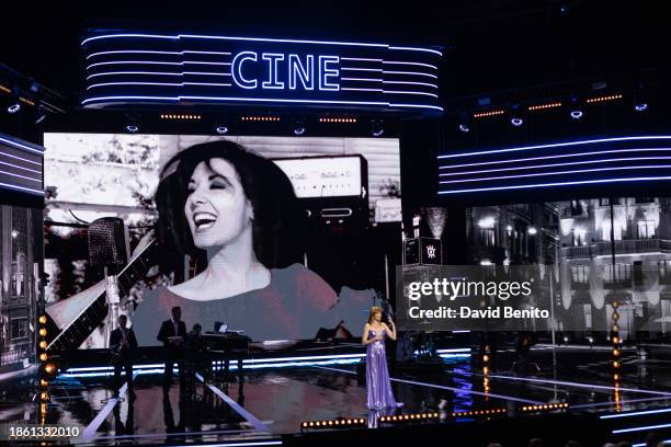 Cristina Castaño tribute to Concha Velasco at the Jose María Forque Awards 2023 Gala at Palacio Municipal de Congresos de Madrid on December 16, 2023...