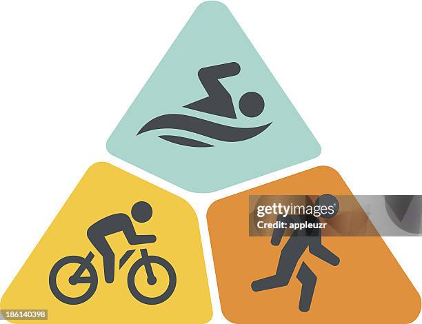 triathlon triangle - athlete icon stock illustrations