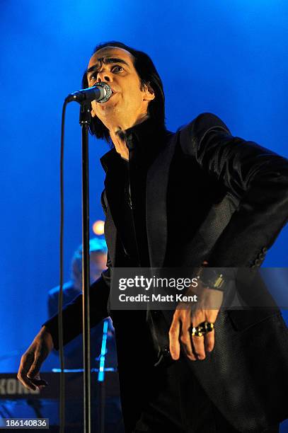 Nick Cave performs with The Bad Seeds at Hammersmith Apollo on October 28, 2013 in London, England.