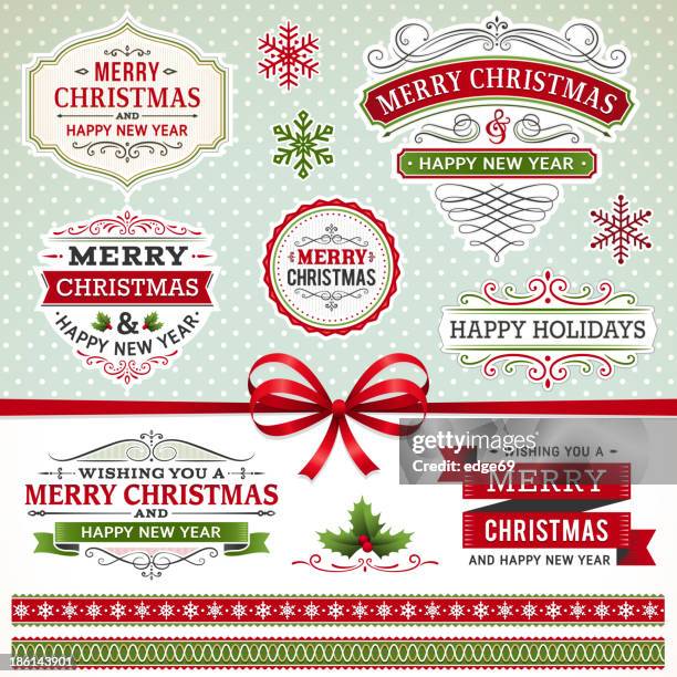 christmas labels and elements - tied bow stock illustrations