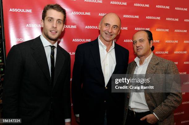 Ignazio Cipriani, Philippe Pascal and Prosper Assouline attend Assouline and Cipriani host the launch of "Simply Italian" at Cipriani Wall Street on...