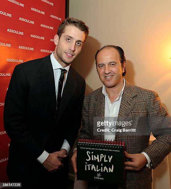 Ignazio Cipriani and Prosper Assouline attend Assouline and Cipriani host the launch of "Simply Italian" at Cipriani Wall Street on October 28, 2013...
