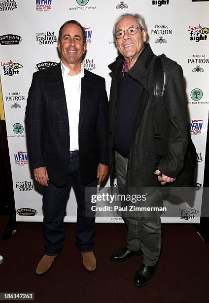 Jerry Seinfeld and Robert Klein attend the 8th Annual Laugh For Sight All-Star Comedy Benefit at Gotham Comedy Club on October 28, 2013 in New York...