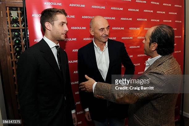 Ignazio Cipriani, Philippe Pascal and Prosper Assouline attend Assouline and Cipriani host the launch of "Simply Italian" at Cipriani Wall Street on...