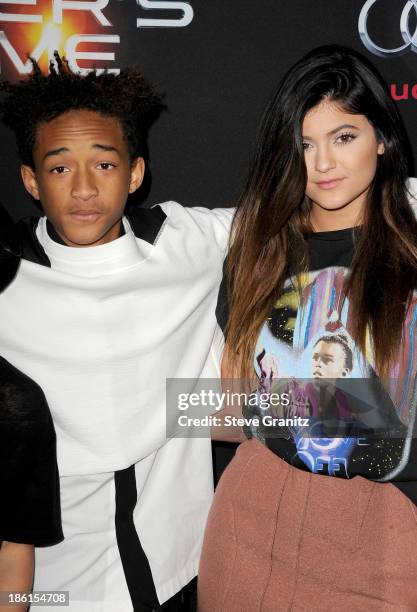 Jaden Smith and Kylie Jenner attend the "Ender's Game" Los Angeles premiere at TCL Chinese Theatre on October 28, 2013 in Hollywood, California.