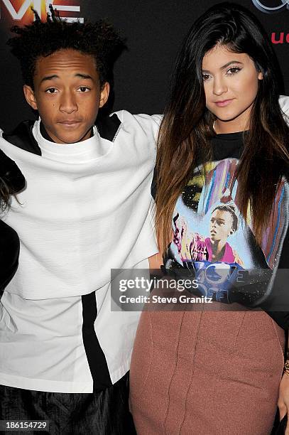 Jaden Smith and Kylie Jenner attend the "Ender's Game" Los Angeles premiere at TCL Chinese Theatre on October 28, 2013 in Hollywood, California.