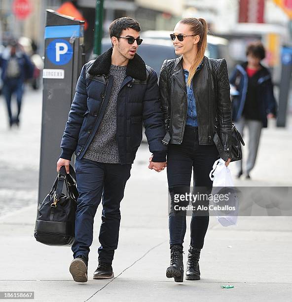 Joe Jonas and Blanda Eggenschwiler are seen in the Meat Packing District on October 28, 2013 in New York City.