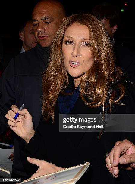 Singer Celine Dion is seen outside a Midtown Hotel on October 28, 2013 in New York City.