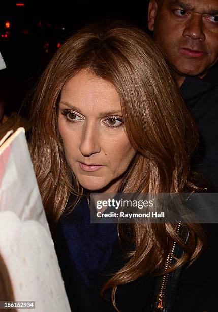 Singer Celine Dion is seen outside a Midtown Hotel on October 28, 2013 in New York City.