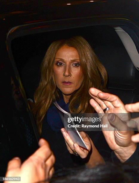 Singer Celine Dion is seen outside a Midtown Hotel on October 28, 2013 in New York City.