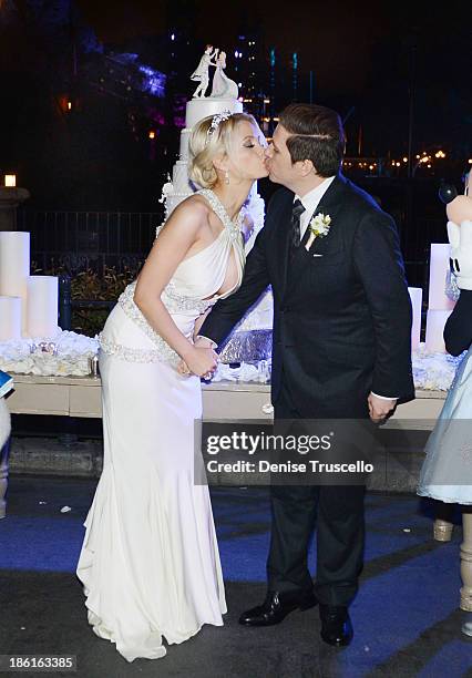 Holly Madison and Pasquale Rotella during their wedding reception at Disneyland on September 10, 2013 in Anaheim, California.