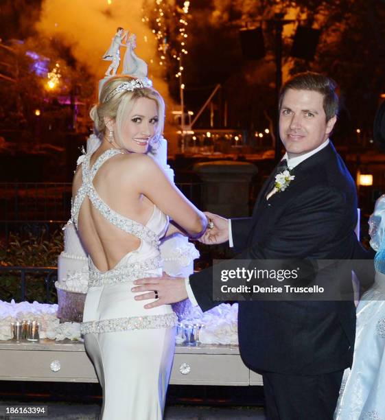 Holly Madison and Pasquale Rotella during their wedding reception at Disneyland on September 10, 2013 in Anaheim, California.