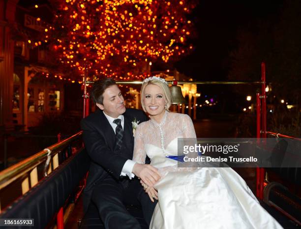 Pasquale Rotella and Holly Madison during their wedding reception at Disneyland on September 10, 2013 in Anaheim, California.