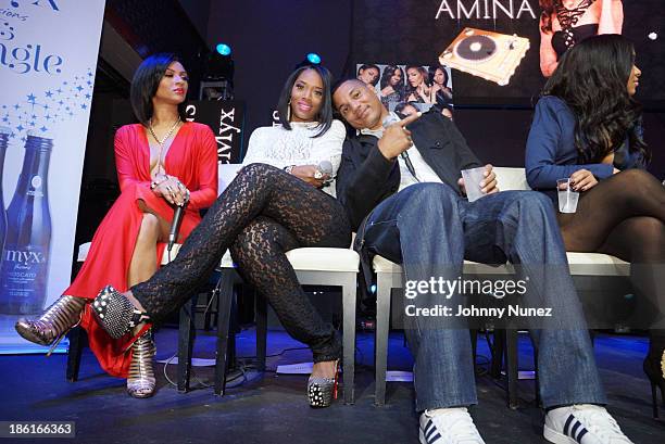 Tara Wallace, Yandy Smith and Rich Dollaz attend the "Love And Hip Hop" Season 4 Launch at Stage 48 on October 28, 2013 in New York City.