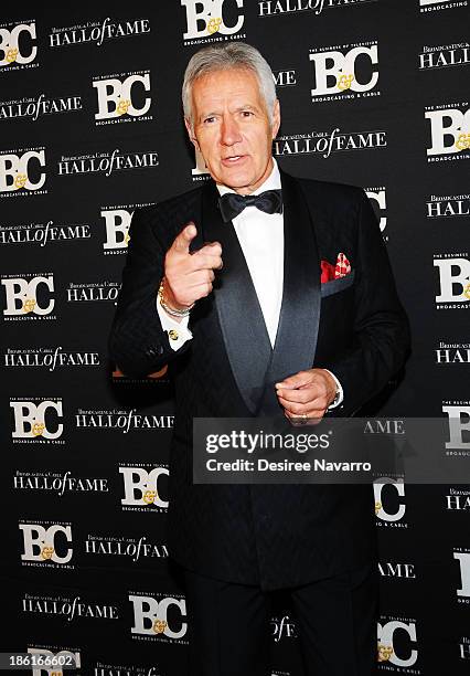 Personality Alex Trebek attends the Broadcasting And Cable 23rd Annual Hall Of Fame Awards dinner at The Waldorf Astoria on October 28, 2013 in New...