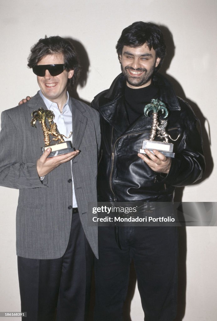 Aleandro Baldi and Andrea Bocelli winners at the 44th Sanremo Music Festival