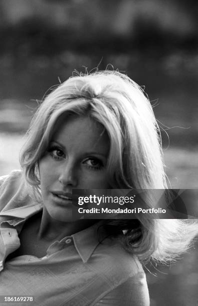 Portrait of Italian TV presenter and actress Gabriella Farinon. Italy, 1968.