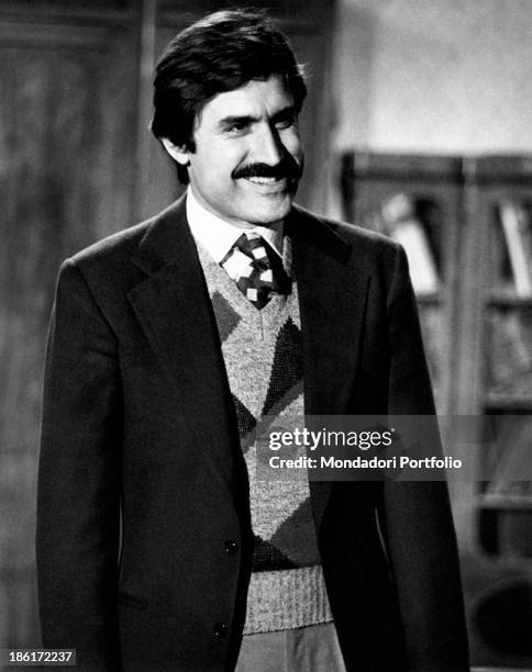 Portrait of the Sicilian actor Lando Buzzanca in a scene of the film Il fidanzamento, directed by Giovanni Grimaldi, where he plays the role of...