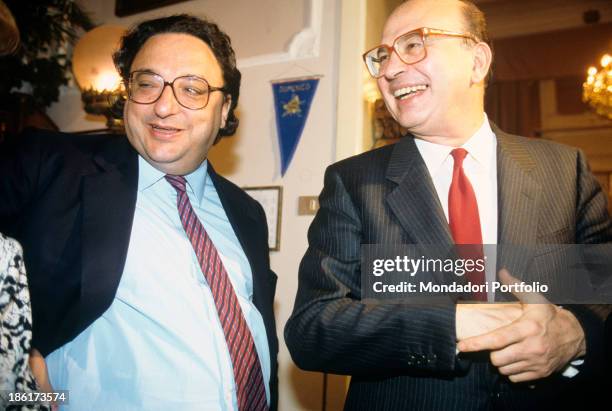 The President of the Council of Ministers of the Italian Republic Bettino Craxi and the Minister of Labour and Social Security of the Italian...