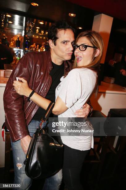 Yul Vazquez and Callie Thorne attend the LAByrinth Theater Company Celebrity Charades 2013 benefit gala at Capitale on October 28, 2013 in New York...