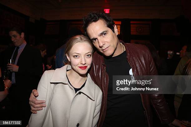 Amanda Seyfried and Yul Vazquez attend the LAByrinth Theater Company Celebrity Charades 2013 benefit gala at Capitale on October 28, 2013 in New York...