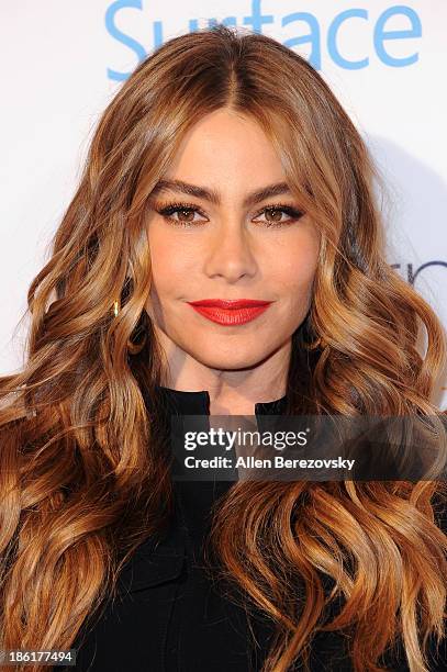 Actress Sofia Vergara arrives at the "Modern Family" Fan Appreciation Day hosted by USA Network at Westwood Village on October 28, 2013 in Los...