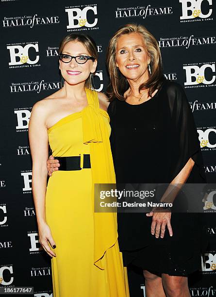 Melissa Grego and TV personality/journalist Meredith Vieira attend the Broadcasting And Cable 23rd Annual Hall Of Fame Awards dinner at The Waldorf...
