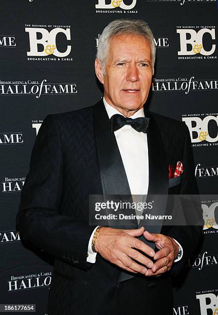 Personality Alex Trebek attends the Broadcasting And Cable 23rd Annual Hall Of Fame Awards dinner at The Waldorf Astoria on October 28, 2013 in New...