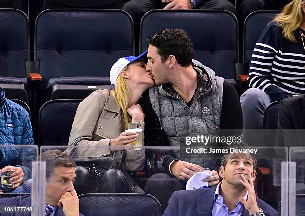 Anne V and Matt Harvey attend the Montreal Canadiens vs. The New York Rangers at Madison Square Garden on October 28, 2013 in New York City.