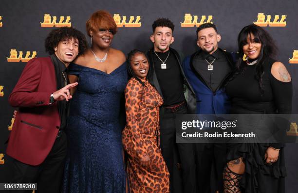 Khameel Thomas, Gabrielle Harper, Amber Fluid, Khleo Thomas, Khadeem Thomas, and Shawna Roxanne attend Berleezy presents: The Ball 2023 on December...