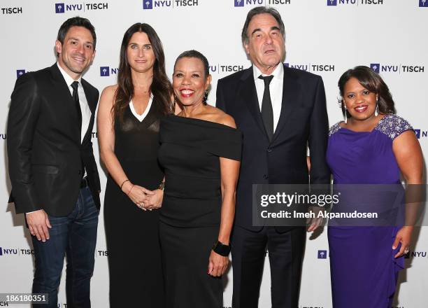 Actor Steve Kazee, producer Liza Chasin, NYU's Tisch School of The Arts Dean Mary Schmidt Campbell, director Oliver Stone, and actress Chandra Wilson...