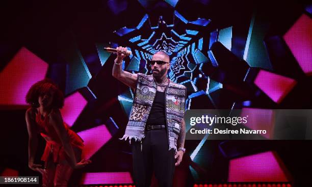 Nicky Jam performs onstage during iHeartRadio Y100's Jingle Ball 2023 at Amerant Bank Arena on December 16, 2023 in Sunrise, Florida.