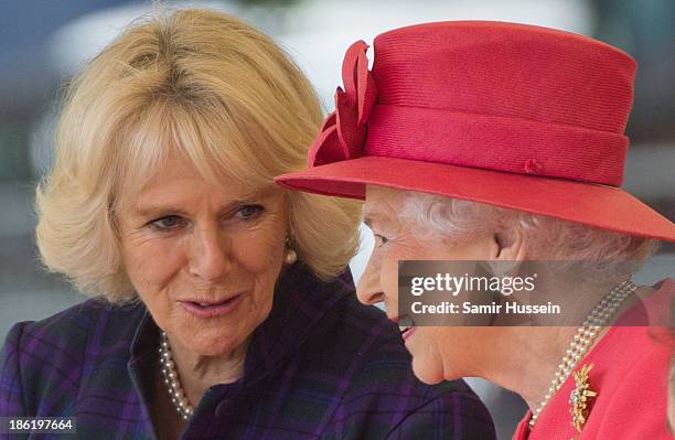 Queen Elizabeth II and Camilla, Duchess of Cornwall visit Ebony Horse Club And Community Riding Centre, Brixton on October 29, 2013 in London,...