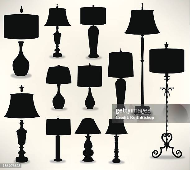 stockillustraties, clipart, cartoons en iconen met lamps - home decor, mix and match - lamp shade