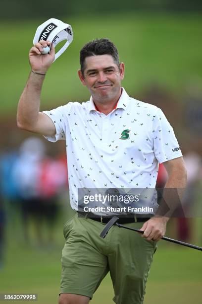Louis Oosthuizen of South Africa celebrates winning on Day Four of the AfrAsia Bank Mauritius Open 2024 at Heritage La Reserve Golf Club on December...
