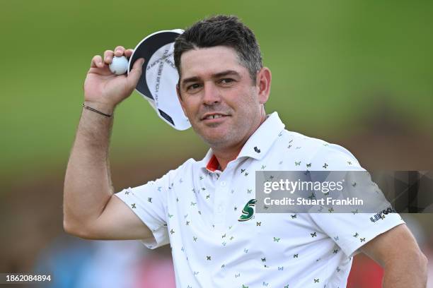 Louis Oosthuizen of South Africa celebrates victory on Day Four of the AfrAsia Bank Mauritius Open 2024 at Heritage La Reserve Golf Club on December...