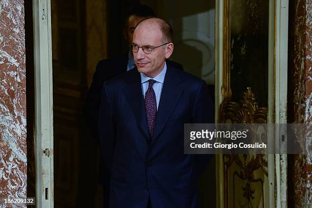 Italian Prime Minister Enrico Letta waits the arrival of Chinese foreign minister Wang Yi for a meeting at Palazzo Chigi on October 29, 2013 in Rome,...