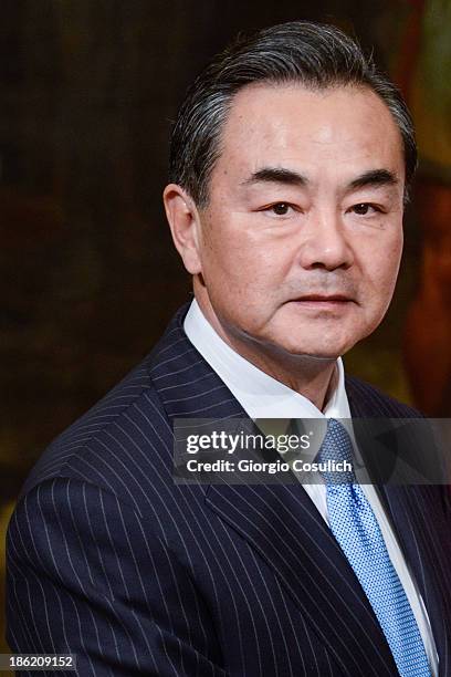 Chinese foreign minister Wang Yi attends a meeting with Italian Prime Minister Enrico Letta at Palazzo Chigi on October 29, 2013 in Rome, Italy. Wan...