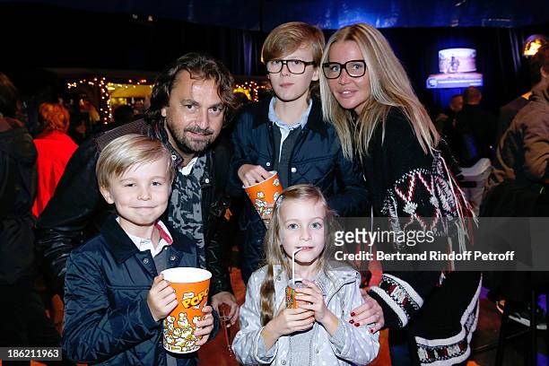 Henri Leconte with his wife Florentine Leconte and their children Ulysse , Marylou and Jules attend 'Silvia' show from 'Cirque Alexis Gruss'...