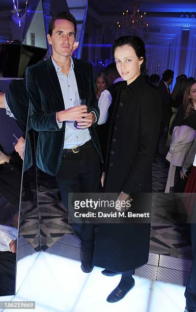 Otis Ferry and Edie Campbell attend the John Frieda party celebrating 25 years of transforming women's hair at Claridges Hotel on October 29, 2013 in...