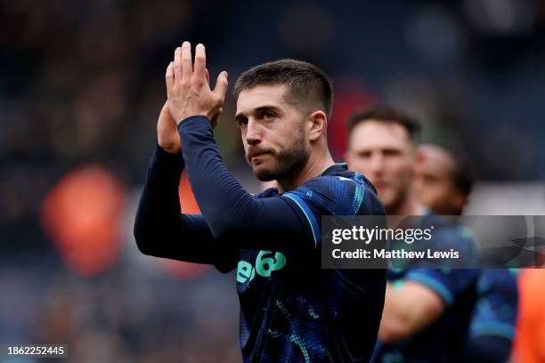 Lynden Gooch of Stoke City applauds the fans at full-time following the Sky Bet Championship match between West Bromwich Albion and Stoke City at The...